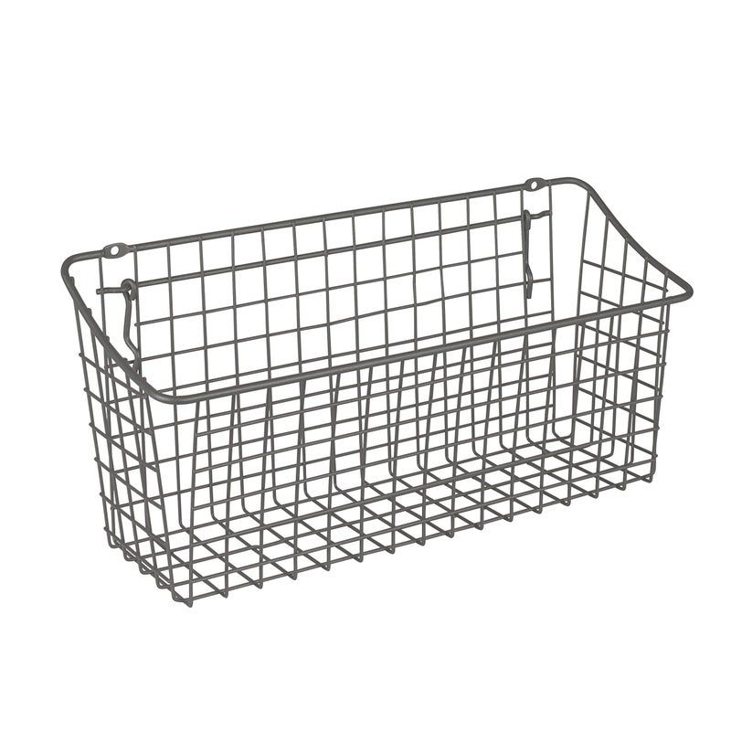 Spectrum Spectrum Pegboard  Wall Mount Wire Basket Extra Large Industrial Gray  Storage  Organizer for Garage Tools Shed Home Work Bench Crafts  More 