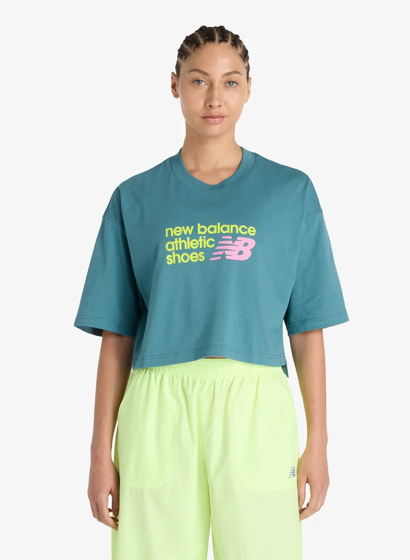 New Balance Athletics Premium Chest Logo Cropped T-Shirt