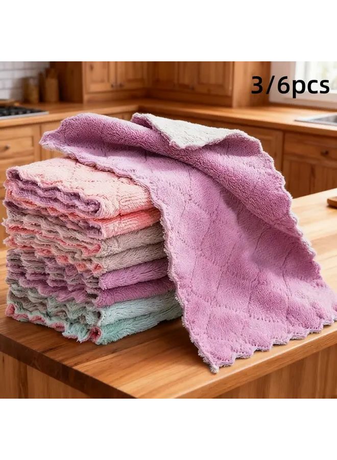 3 Pcs Heavy Duty Reusable Kitchen Cleaning Cloth Set Thick Absorbent Lint Free Dish Towels - Image 1