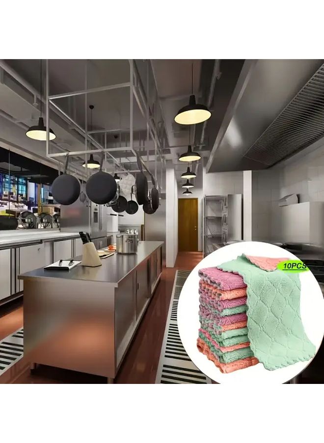 3 Pcs Heavy Duty Reusable Kitchen Cleaning Cloth Set Thick Absorbent Lint Free Dish Towels - Image 3