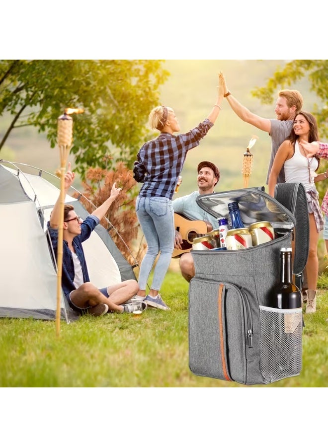 Happy Home 18L Insulated Cooler Backpack for Women & Men – Stylish Portable Fresh-Keeping Bag with Multiple Compartments, Mesh Side Pockets & Front Zipper Pocket – Padded Adjustable Shoulder Straps – Ideal for Picnic, Camping, Travel, Hiking & Festivals - Image 4