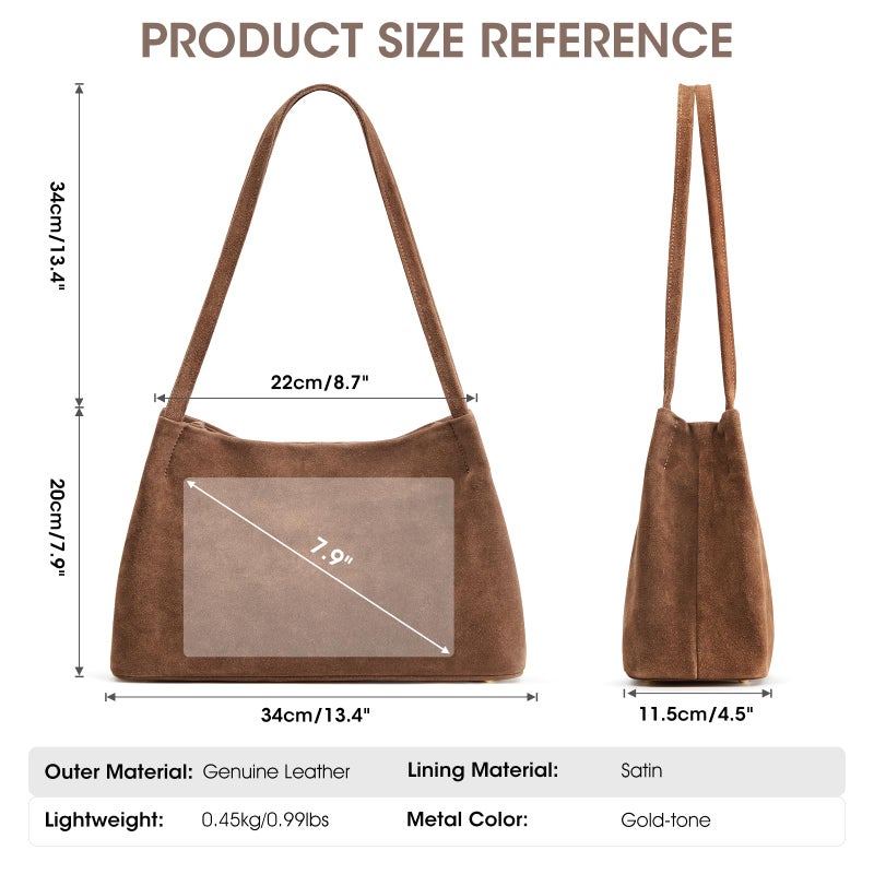 Kattee Leather Purses and Handbags for Women, Soft Genuine Suede Leather Shoulder Hobo Bags with Top Magnetic Snap Closure - Image 4