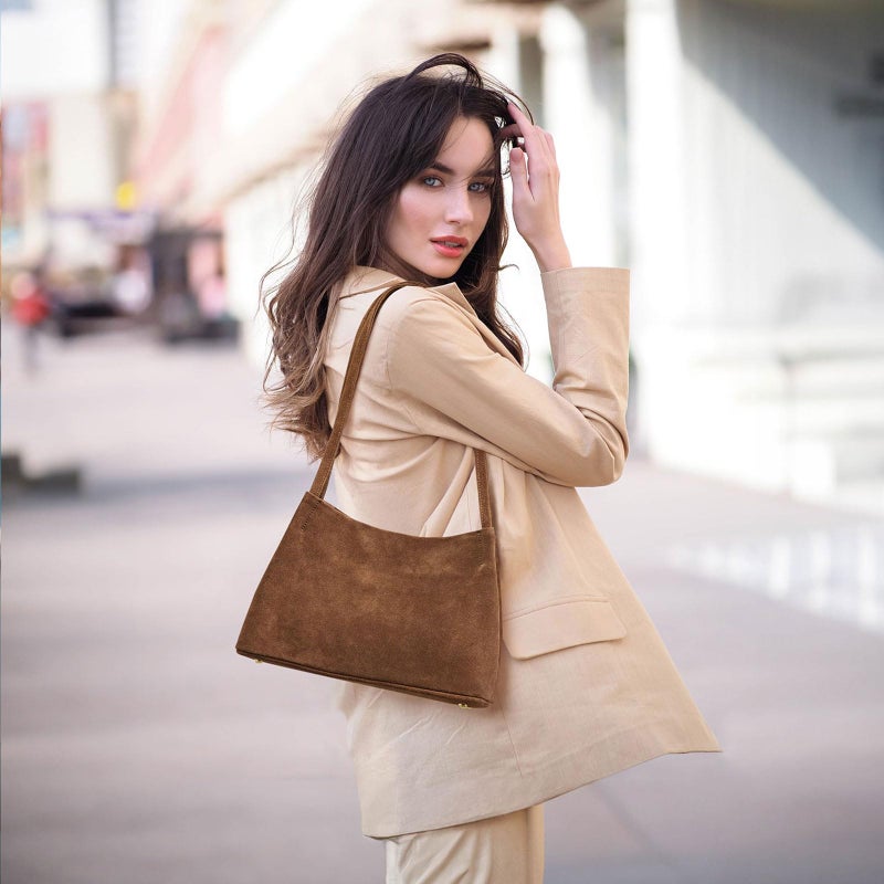 Kattee Leather Purses and Handbags for Women, Soft Genuine Suede Leather Shoulder Hobo Bags with Top Magnetic Snap Closure - Image 3
