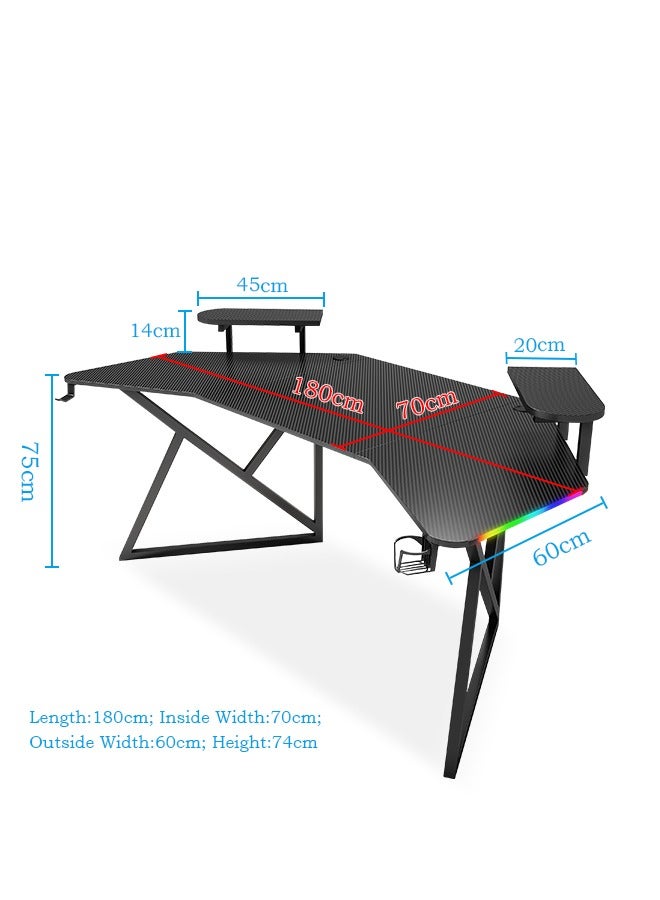 Generic 180cm Wing-Shaped Gaming Computer Desk - Carbon Fiber Desktop with 12 RGB Lighting Levels, Perfect for Home Office, Gaming Room, TikTok, and Live Streaming  - Image 2