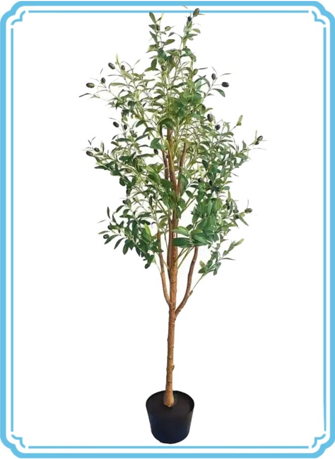APEX 6ft Artificial Olive Tree with Pot Indoor Outdoor Artificial Plant 180cm Tall Realistic Look Olive Tree Artificial Tree Simulation Olive Tree With Fruit and Adjustable Branches  - Image 1