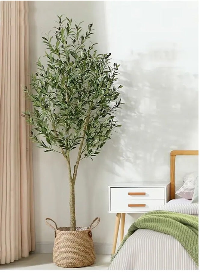 APEX 6ft Artificial Olive Tree with Pot Indoor Outdoor Artificial Plant 180cm Tall Realistic Look Olive Tree Artificial Tree Simulation Olive Tree With Fruit and Adjustable Branches  - Image 2