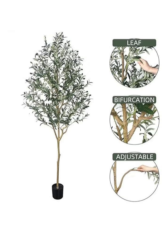 APEX 6ft Artificial Olive Tree with Pot Indoor Outdoor Artificial Plant 180cm Tall Realistic Look Olive Tree Artificial Tree Simulation Olive Tree With Fruit and Adjustable Branches  - Image 4
