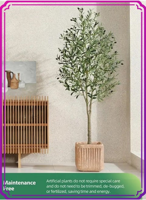 6ft Artificial Olive Tree with Pot Indoor Outdoor Artificial Plant 180cm Tall Realistic Look Olive Tree Artificial Tree Simulation Olive Tree With Fruit and Adjustable Branches