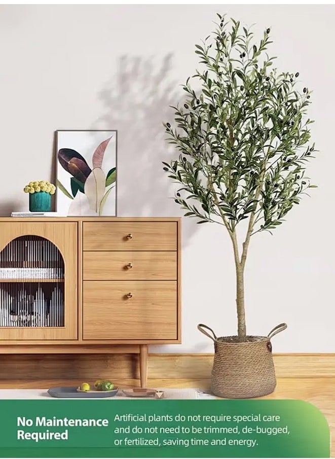 6ft Artificial Olive Tree with Pot Indoor Outdoor Artificial Plant 180cm Tall Realistic Look Olive Tree Artificial Tree Simulation Olive Tree With Fruit and Adjustable Branches