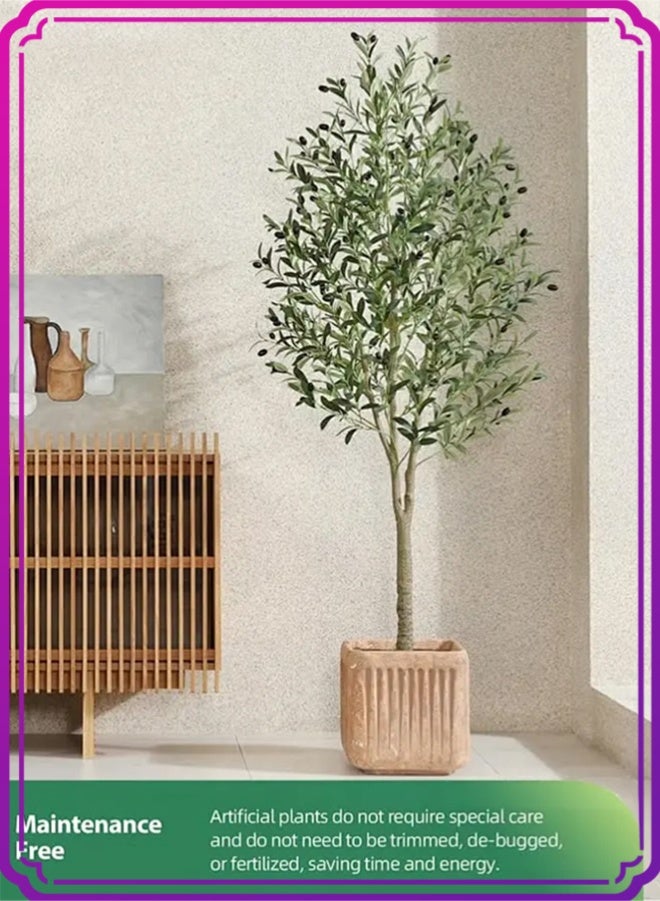 APEX 6/4 Feet Artificial Olive Tree Plant, Faux Topiary Silk Tree in Pot – Perfect for Indoor & Outdoor Decor, Home, Office, Garden, and Housewarming Gifts - Image 1