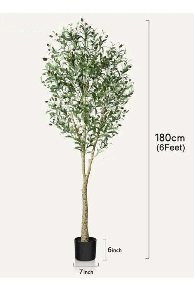 APEX 6/4 Feet Artificial Olive Tree Plant, Faux Topiary Silk Tree in Pot – Perfect for Indoor & Outdoor Decor, Home, Office, Garden, and Housewarming Gifts - Image 3