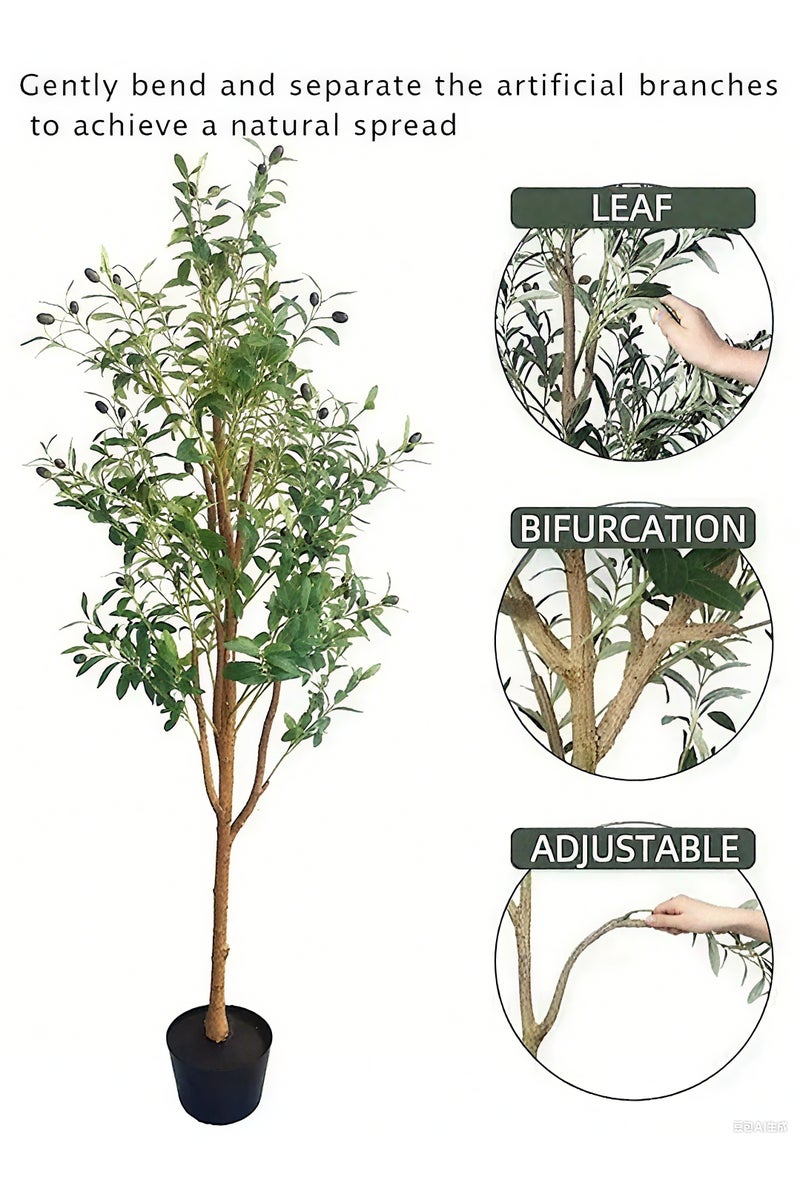 APEX 6/4 Feet Artificial Olive Tree Plant, Faux Topiary Silk Tree in Pot – Perfect for Indoor & Outdoor Decor, Home, Office, Garden, and Housewarming Gifts - Image 5