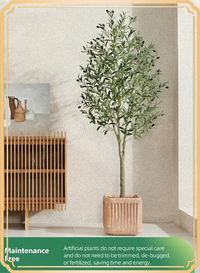 APEX 6/4 Feet Artificial Olive Tree Plant, Faux Topiary Silk Tree in Pot – Perfect for Indoor & Outdoor Decor, Home, Office, Garden, and Housewarming Gifts - Image 2