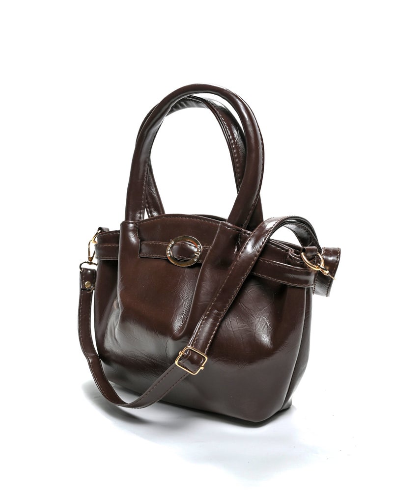 شنطة صغيرة جلد عصرية بمقبض مزدوج - Image 3