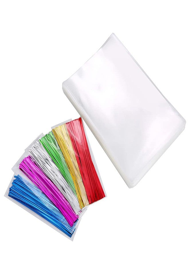 Macoota 200 Pcs 3" x 5" Small Clear Thick Cello Treat Bags Flat Cellophane Bags With 6 Colors Twist Ties Packaging Wrapping Cookies Candies Popcorn Gift Cellophane Bags - Image 5