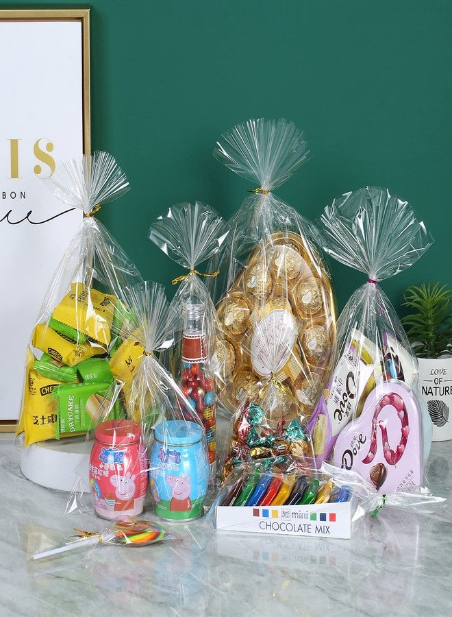 Macoota 200 Pcs 3" x 5" Small Clear Thick Cello Treat Bags Flat Cellophane Bags With 6 Colors Twist Ties Packaging Wrapping Cookies Candies Popcorn Gift Cellophane Bags - Image 3