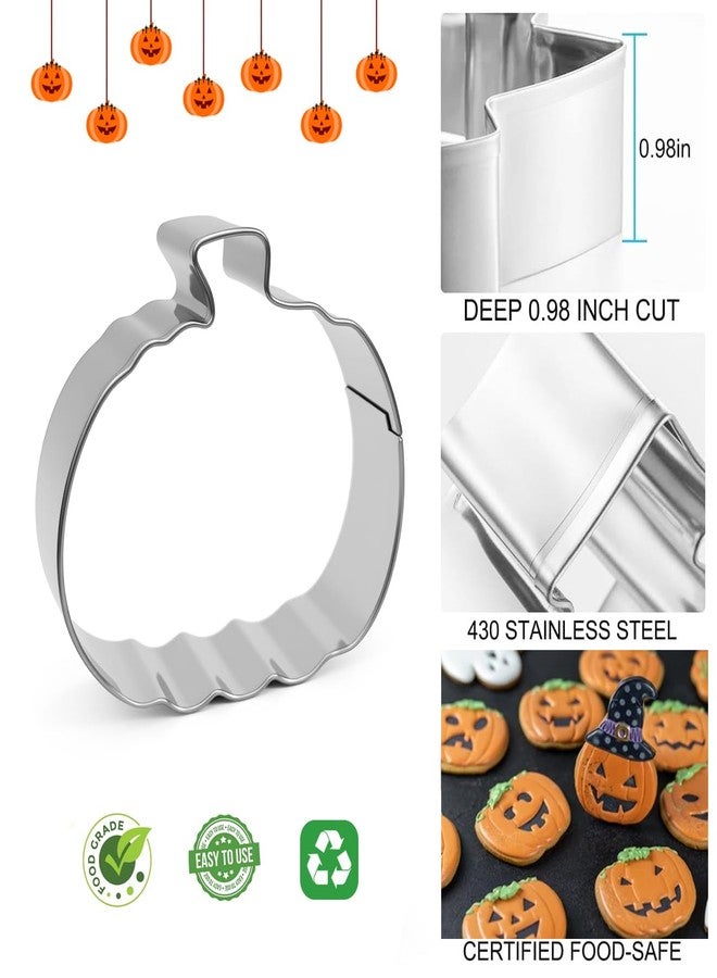 VTUGP Halloween Cookie Cutters Set 7 Pieces - Large Bat, Ghost, Pumpkin, Witch Hat, Cat, Skull, Coffin Shapes, Stainless Steel Biscuit Molds for Holiday Baking Halloween Food Party Decorations - Image 2