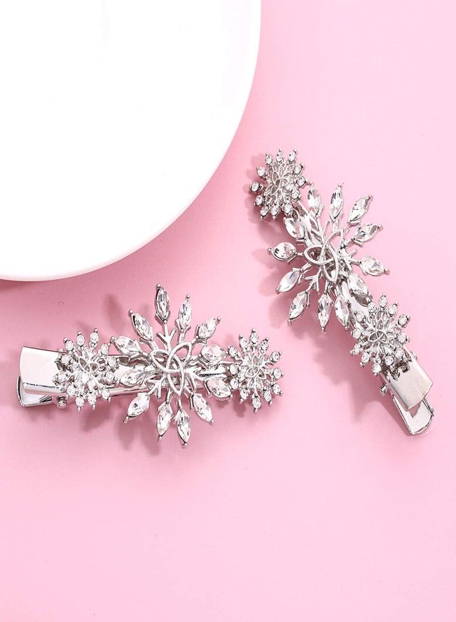 MOLOCH Christmas Hair Clip Hairpin Set Christmas Gift Bow Rhinestone Snowflake Hair Barrette Hair Accessories Xmas Holiday Party Alligator Hair Clips For Woman (silver) - Image 5