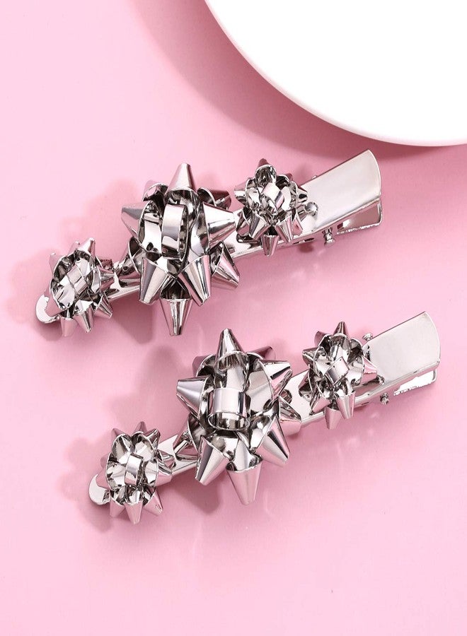 MOLOCH Christmas Hair Clip Hairpin Set Christmas Gift Bow Rhinestone Snowflake Hair Barrette Hair Accessories Xmas Holiday Party Alligator Hair Clips For Woman (silver) - Image 4