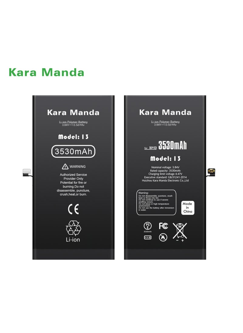 Replacenent  battery for iphone 13 3530 mah high -capacity Super Capacity 0-cycle brand new battery with long-lasting performance Free installation kit included
