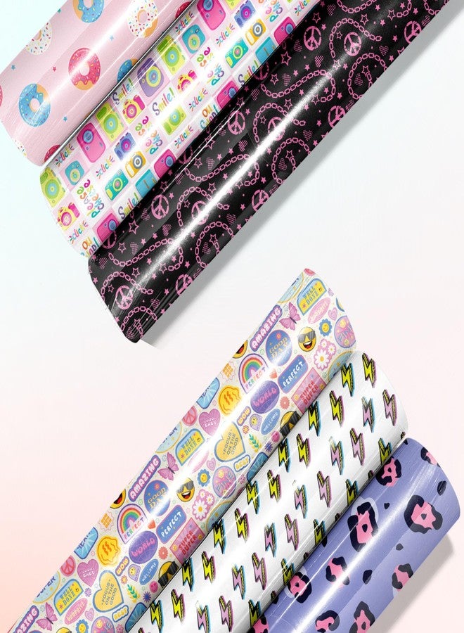 DOODLE Premium Design Colorful Wrapping Paper Sheet For Gift Packing For All Occasions | 19.50 X 28.75" | 90 Gsm | Gloss Art Paper | Set Of 6 Reversible Designs - Teentrend 6,Multicolor - Image 1
