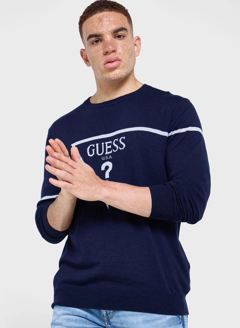 GUESS Logo Crew Neck Sweatshirt