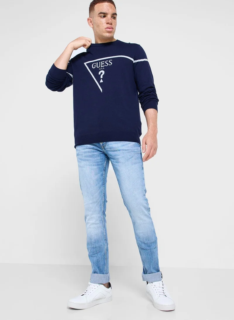 GUESS Logo Crew Neck Sweatshirt