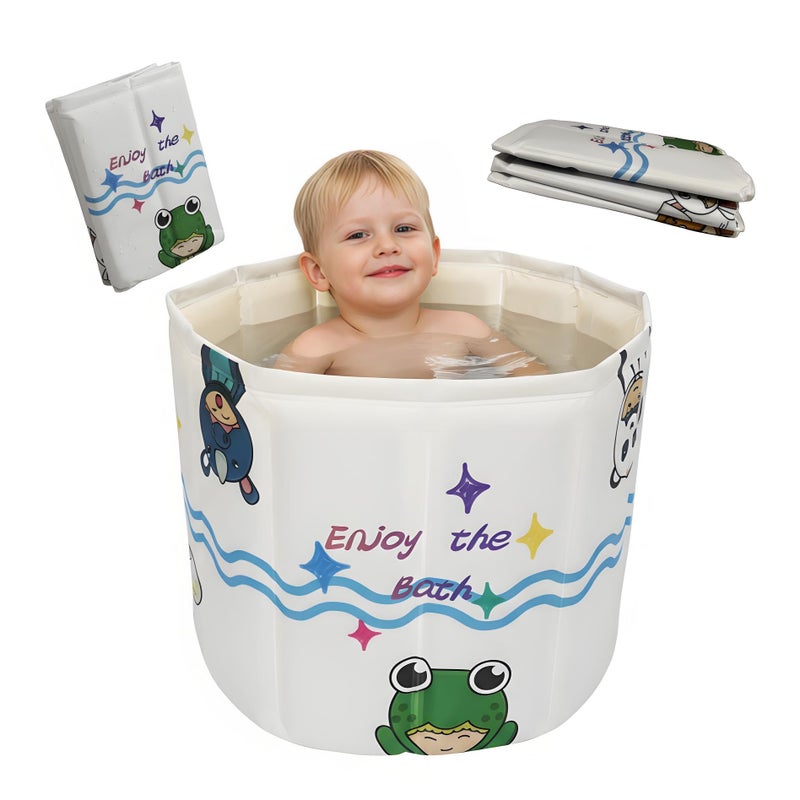 WAVYEASEÂ® New Design Portable Bath Tub for Toddlers - Foldable Deep Soak Bathtub for Kids, One-Second Setup, Easy Storage, Lightweight, Travel Essentials for 12-60 Months - Image 1