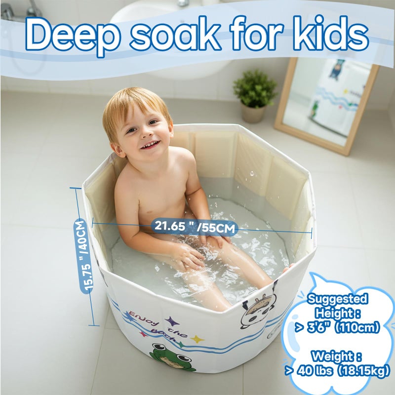 WAVYEASEÂ® New Design Portable Bath Tub for Toddlers - Foldable Deep Soak Bathtub for Kids, One-Second Setup, Easy Storage, Lightweight, Travel Essentials for 12-60 Months - Image 2