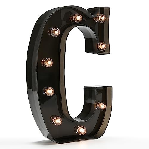 OYCBUZO Light Up Black Alphabet Marquee Letters Sign LED Marquee Number Lights Sign for Night Light Home Bar Christmas Lamp Birthday Wedding Party Decoration C - Image 1