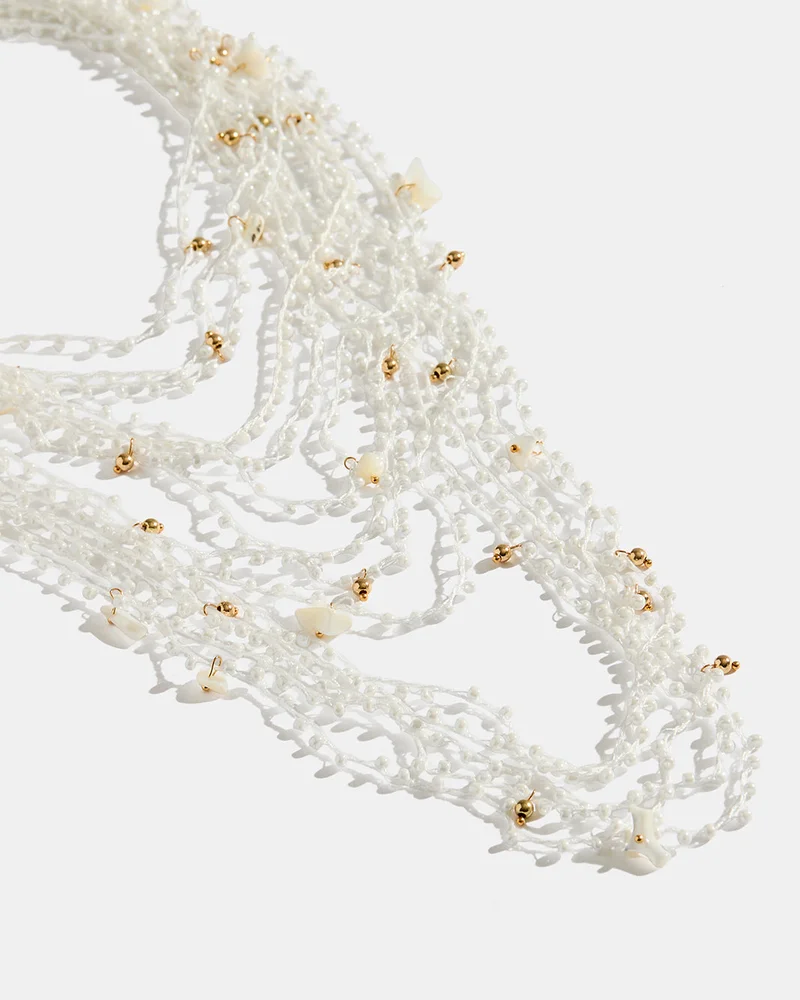 REDTAG Women White And Gold Layered Necklace