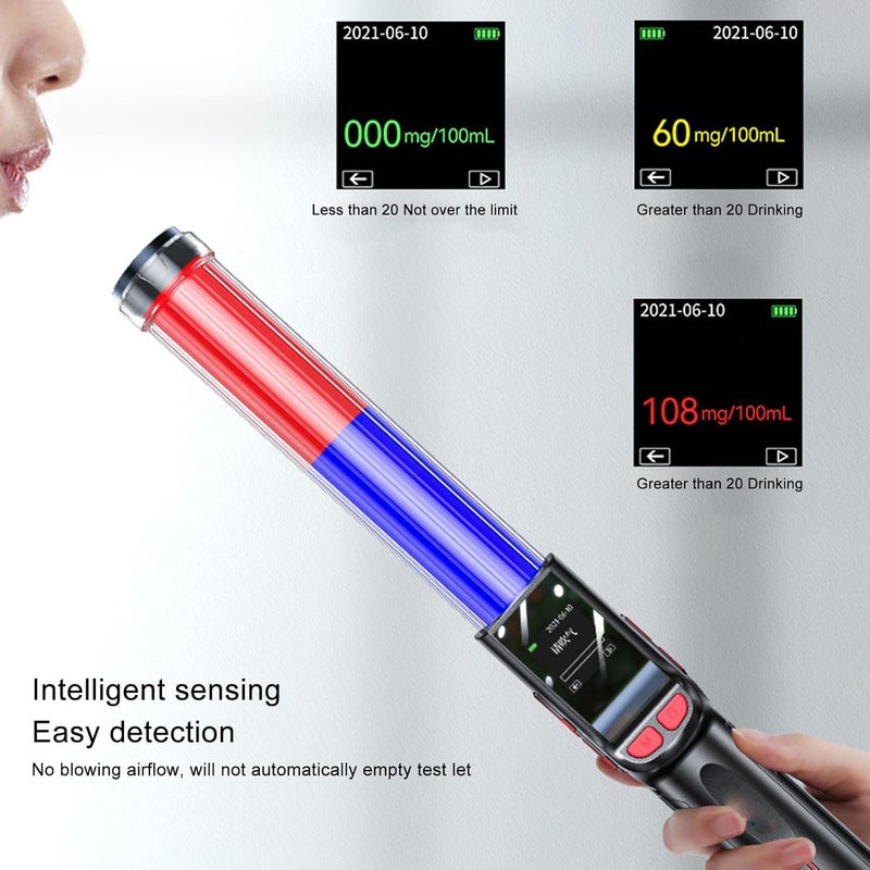 كلاراكو جهاز اختبار نسبة الكحول في النفس 4 في 1 من كلاركو، جهاز محمول لقياس نسبة الكحول في النفس مع عصا ضوئية وامضة، وشاشة عالية الدقة 1.3 بوصة وصافرة حجرة، جهاز اختبار رقمي للكحول - Image 3