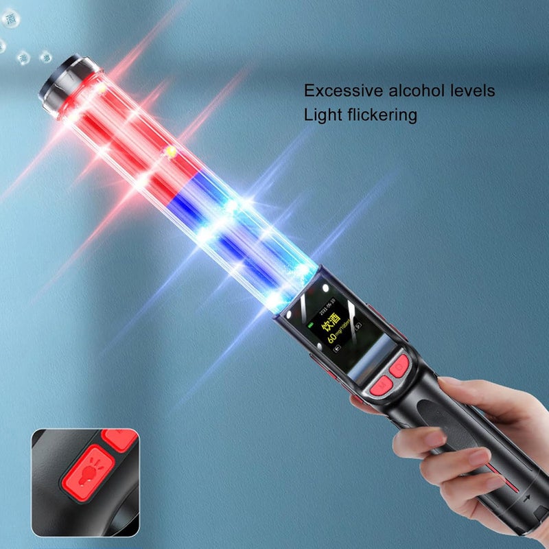 كلاراكو جهاز اختبار نسبة الكحول في النفس 4 في 1 من كلاركو، جهاز محمول لقياس نسبة الكحول في النفس مع عصا ضوئية وامضة، وشاشة عالية الدقة 1.3 بوصة وصافرة حجرة، جهاز اختبار رقمي للكحول - Image 1