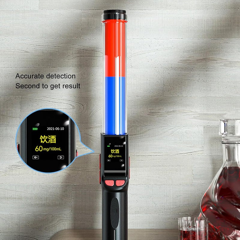 كلاراكو جهاز اختبار نسبة الكحول في النفس 4 في 1 من كلاركو، جهاز محمول لقياس نسبة الكحول في النفس مع عصا ضوئية وامضة، وشاشة عالية الدقة 1.3 بوصة وصافرة حجرة، جهاز اختبار رقمي للكحول - Image 2