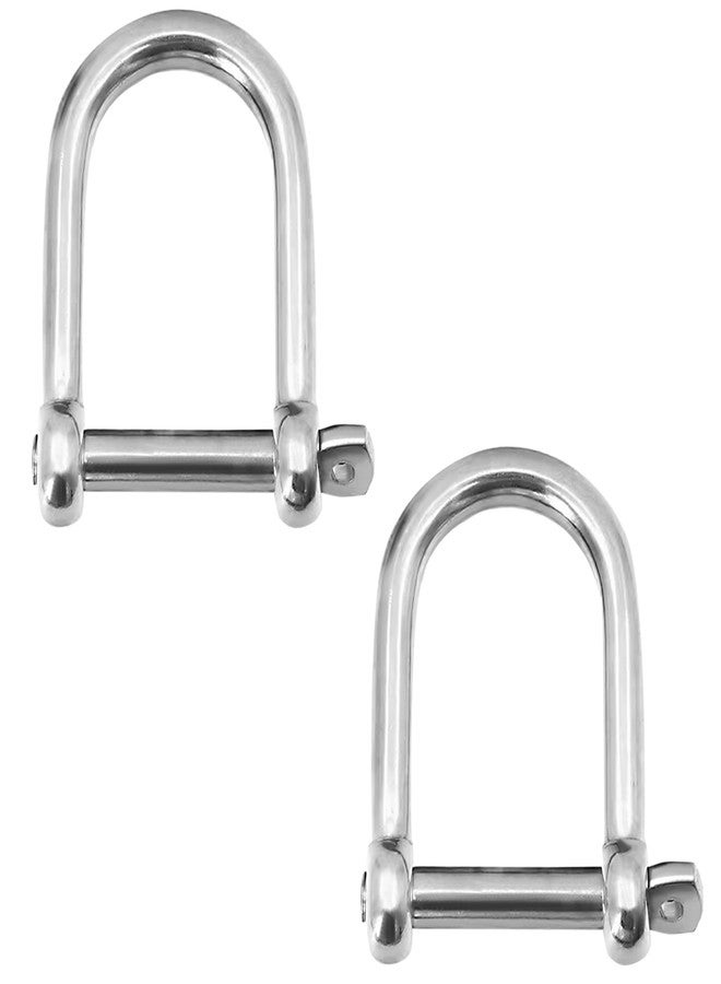 Laorde Marine Grade 316 Stainless Steel Wide D Shackle, 1/2", 3/8", 5/16", 1/4", Clevis Anchor Shackle for Boat, Sailboat, Chain, Rigging Clasp (3/8 inch 2 Pack) - Image 1