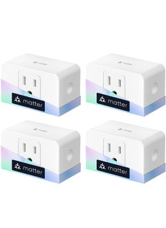 meross meross Matter Smart Plug, Energy Monitoring Smart Outlet, Wi-Fi Plug Work with Alexa, Apple HomeKit, Google with Schedule Timer, 15A/1800W, 100% Privacy Matter Smart Home, App & Voice Control 4 Pack  - Image 1