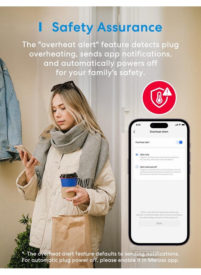 meross - meross Matter Smart Plug, Energy Monitoring Smart Outlet, Wi-Fi Plug Work with Alexa, Apple HomeKit, Google with Schedule Timer, 15A/1800W, 100% Privacy Matter Smart Home, App & Voice Control 4 Pack - Image 1