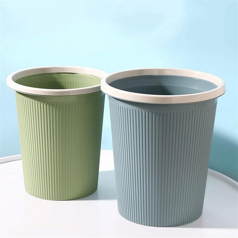 Indoor Wastebasket Without Lid with Pressure Ring Striped Plastic for Home Kitchen Office Gray Dumpster(Medium) - Image 3