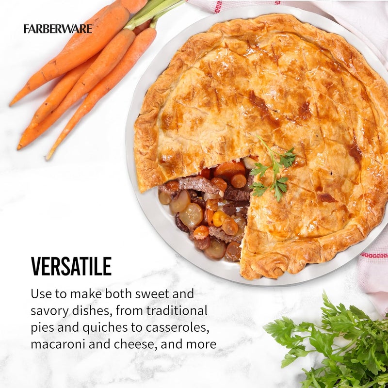 Farberware Bakers Advantage Durable Stoneware Ceramic Pie Dish, Ideal for Making Sweet and Savory Dishes, Heat Resistant, 10 Inch, Teal - Image 3