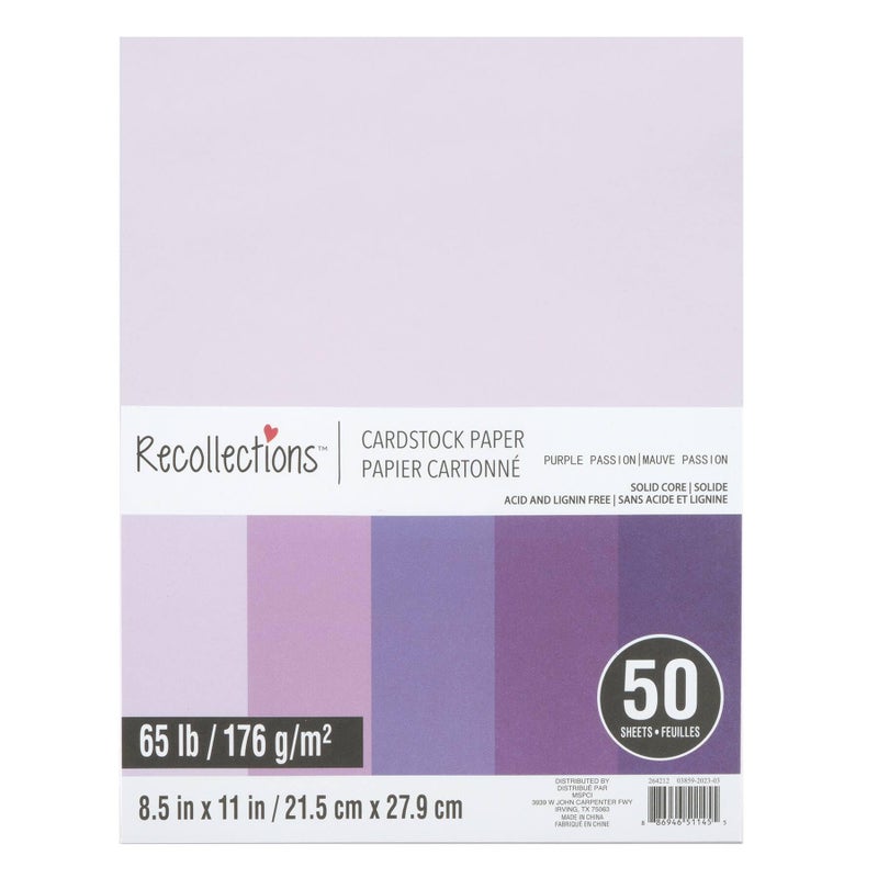 Recollections 50 Sheets 85 x 11 Purple Passion Cardstock Paper Acid and Lignin Free Paper for Scrapbooks Arts Crafts 1 Pack