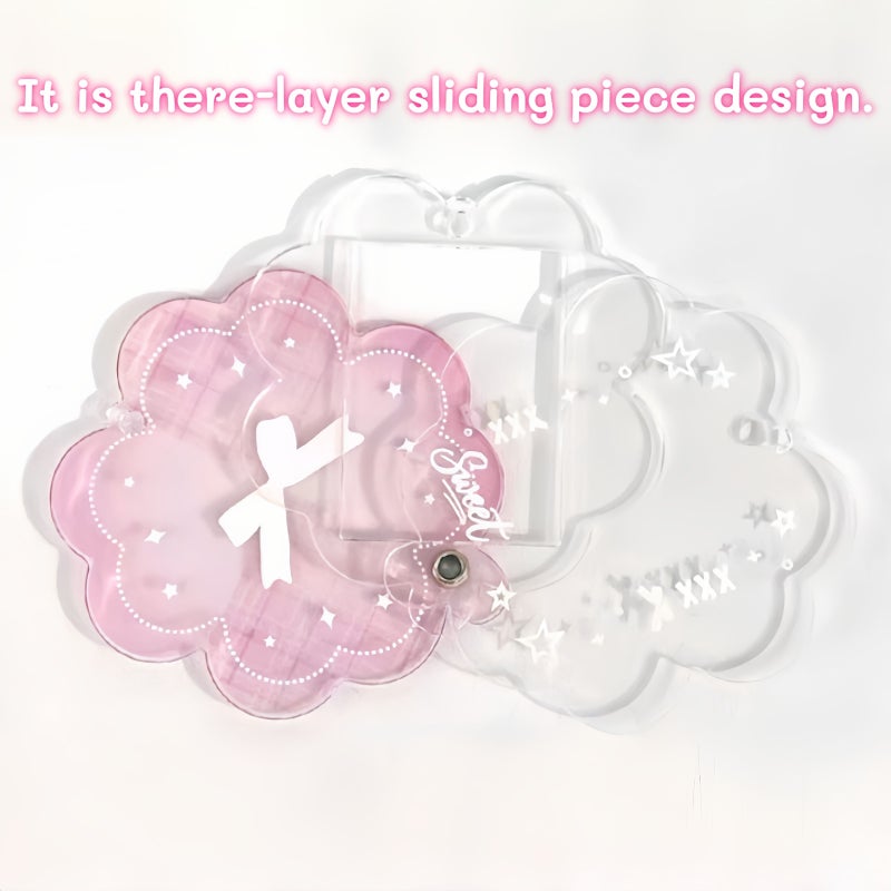 Mint Green Four Leaf Clover Acrylic Photo Frame Keychain For 1 Inch Photo Holder - Image 4