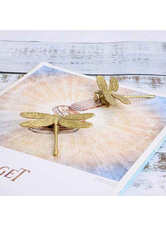 2PCS Brass Dragonfly Cabinet Knobs, Golden Tone Cupboard Door Knobs Decorative Dresser Drawer Handle Knobs for Dresser Drawer Cabinet Closet  - Image 5
