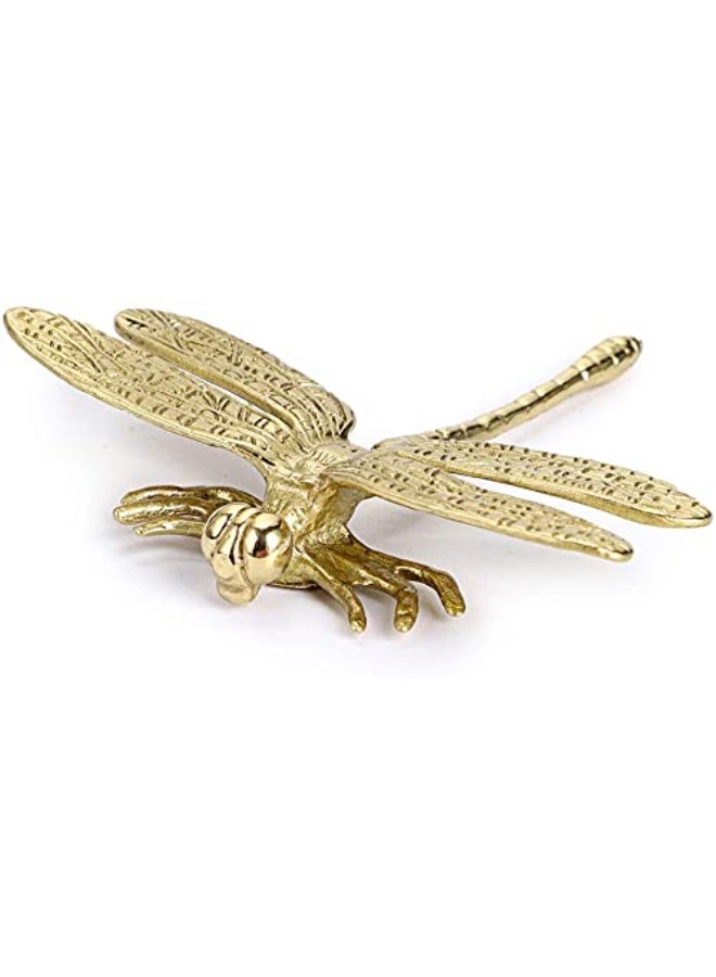 2PCS Brass Dragonfly Cabinet Knobs, Golden Tone Cupboard Door Knobs Decorative Dresser Drawer Handle Knobs for Dresser Drawer Cabinet Closet  - Image 4