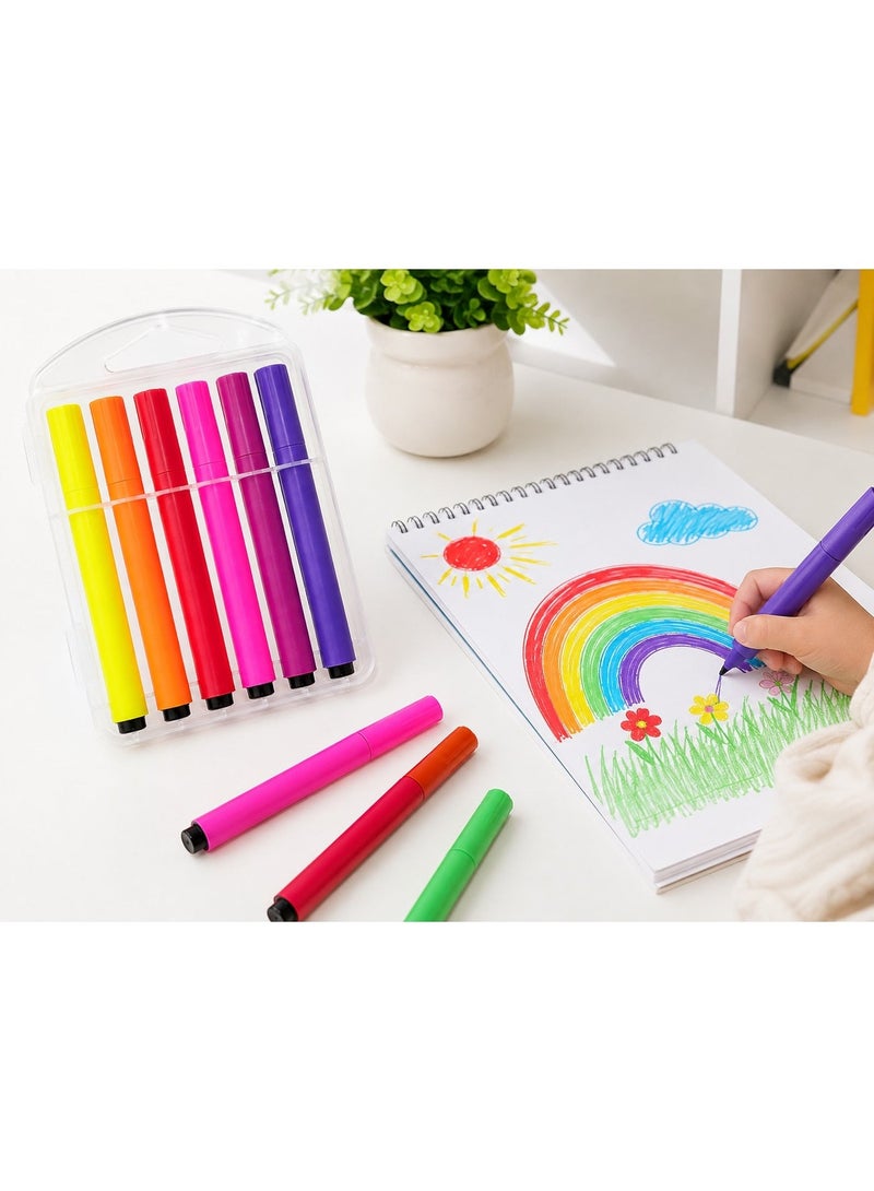 Water Color Pens for Kids, Bright & Vibrant Washable Markers Set, Non-Toxic Water-Based Ink, Durable Tips, and Comfortable Grip in Transparent Storage Case. - Image 2