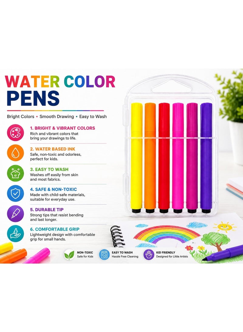 Water Color Pens for Kids, Bright & Vibrant Washable Markers Set, Non-Toxic Water-Based Ink, Durable Tips, and Comfortable Grip in Transparent Storage Case. - Image 3