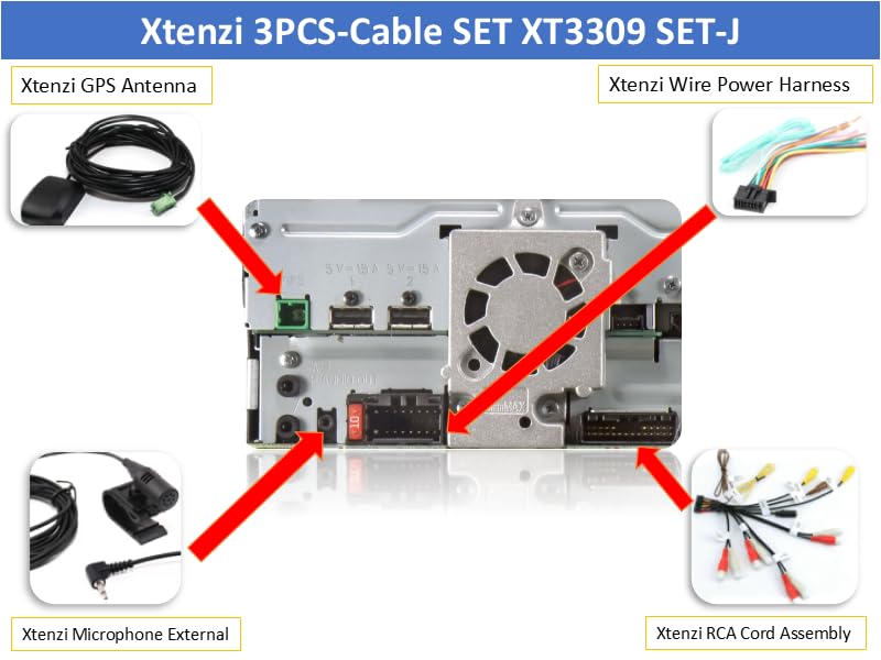 Xtenzi Car Audio 4 Pcs Cable Set XT3309 GPS MIC RCA and Wire Harness Compatible with Pioneer AVH-W4400NEX W4500NWX, AVIC-W6400NEX W6500NEX 6600NEX - Image 3
