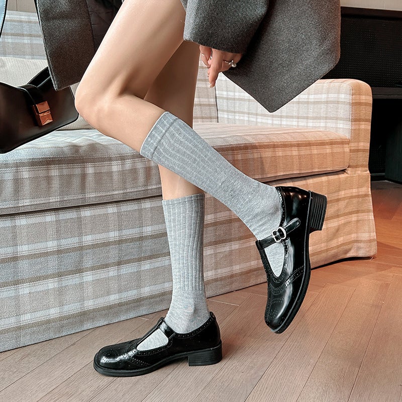 3Cm Handmade Women'S Shoes College British Vintage Carved Mary Jane Women'S Shoes T-Buckle Low-Heeled Small Leather Shoes - Image 4
