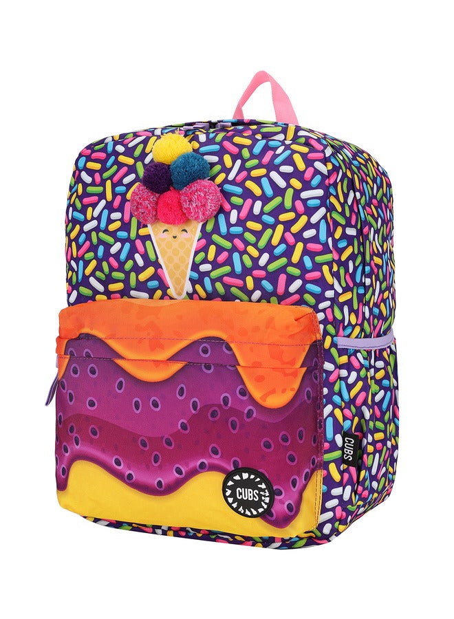 CUBS Ice Cream Print Waterproof Kids 28L Backpack With Zip Closure Ideal For 6-12 Years Girls Compatible With 15 Inch Laptop - Image 2