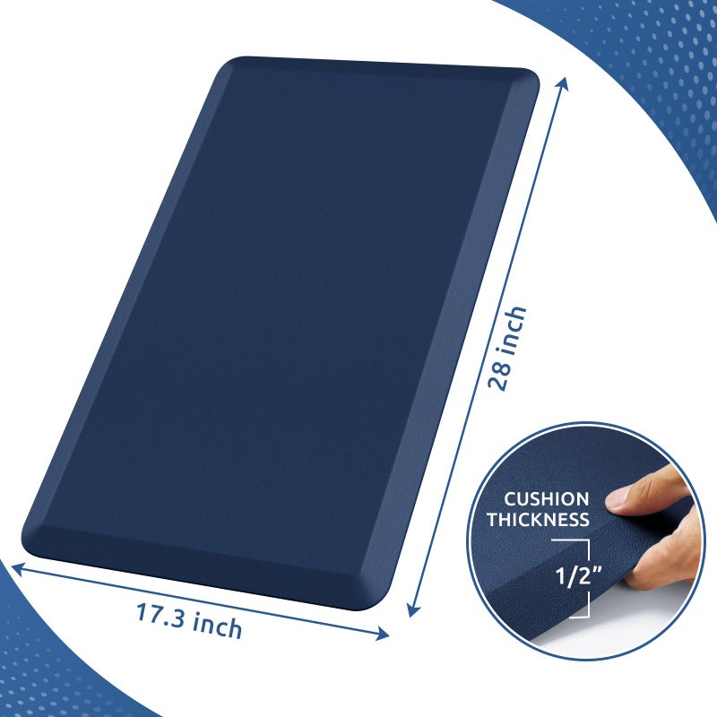 KitchenClouds Kitchen Mat Cushioned Anti Fatigue Rug 17.3"x28" Water Resistant Non Slip Standing Desk Mat Comfort Floor Mats for Kitchen House Sink Office (Blue) - Image 2