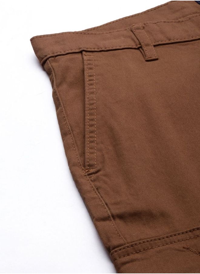 The Indian Garage Co - Men Slim Fit Solid Mid-Rise Stretchable Cuffed Cargos - Image 1
